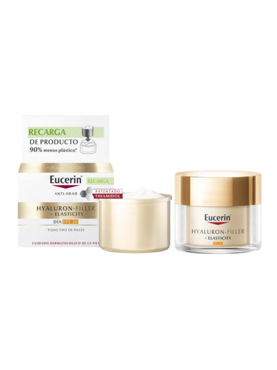 Eucerin pack hyaluron filler elasticity crema de día FPS30 + refill