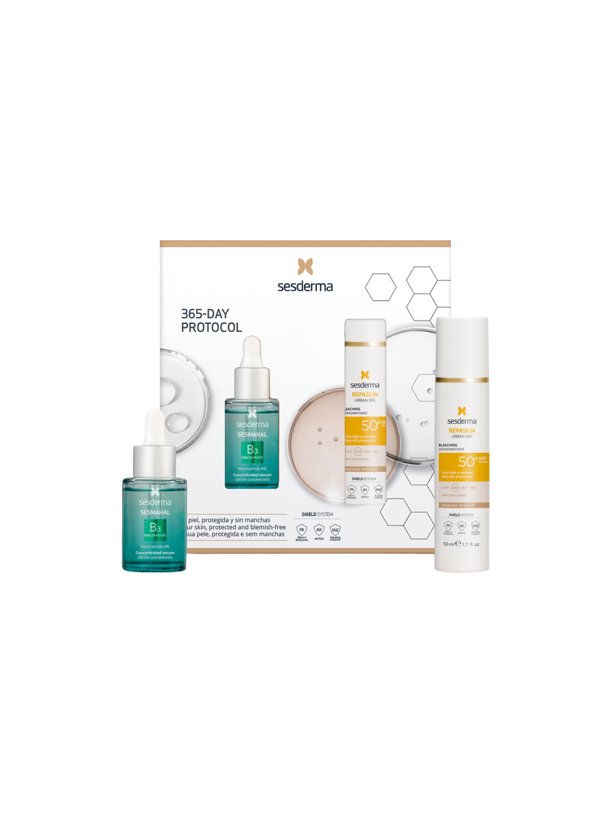Sesderma 365 day protocol sesmahal B3 serum concentrado + repaskin urban +50