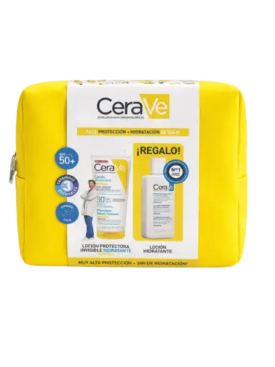 Cerave pack travel kit loción protectora hidratante invisible SPF50 75ml + loción hidratante 88ml