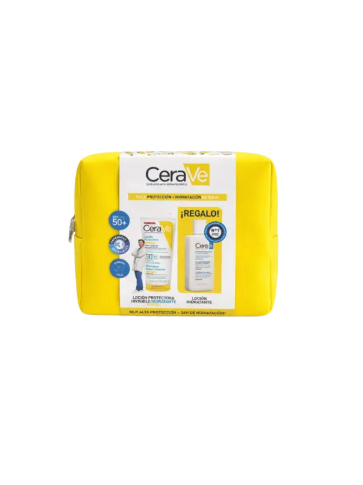 Cerave pack travel kit loción protectora hidratante invisible SPF50 75ml + loción hidratante 88ml