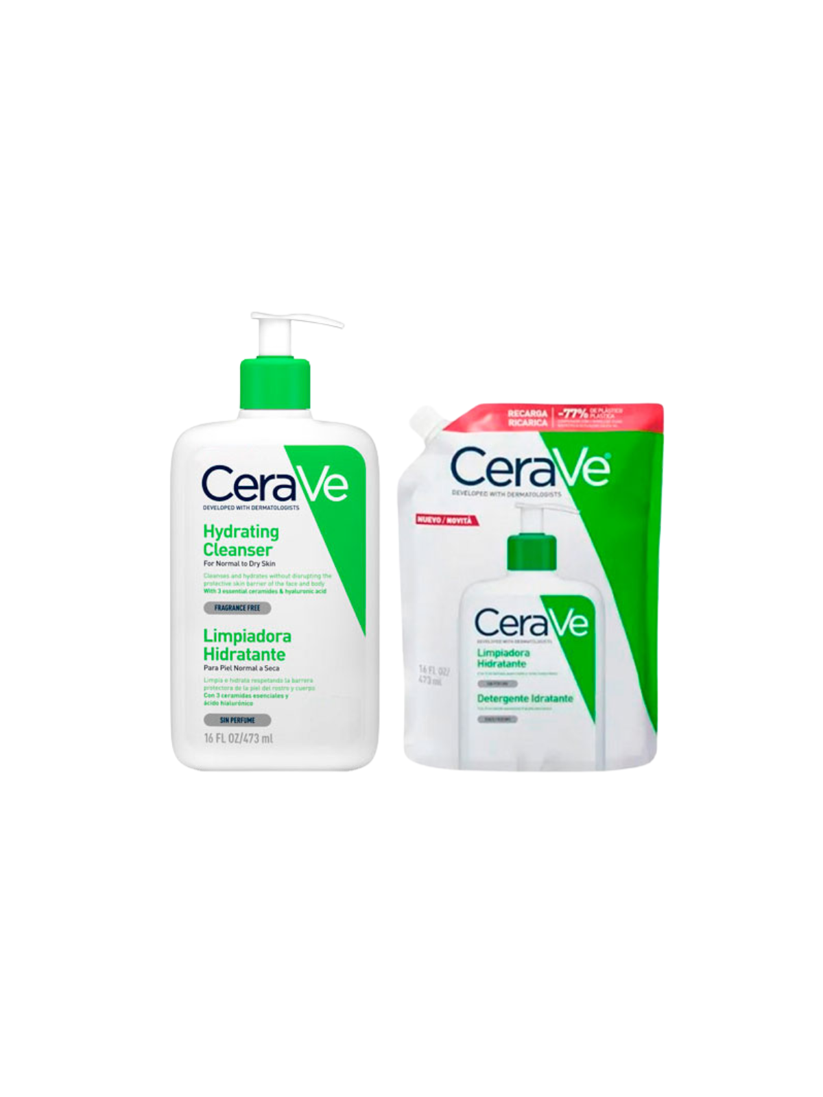 Cerave pack limpiadora hidratante 473ml + refill