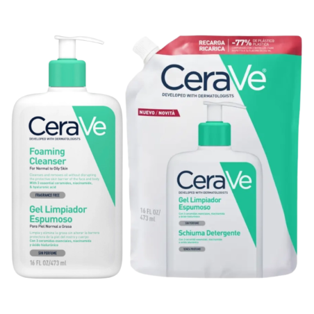 Cerave pack gel limpiador espumoso 473ml + refill