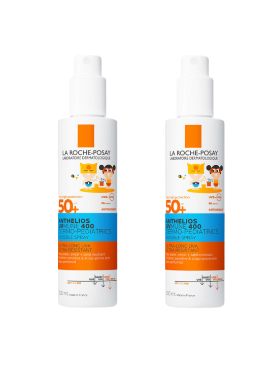 Anthelios pack dermo pediatrics spray invisible SPF50 niños 2x200ml