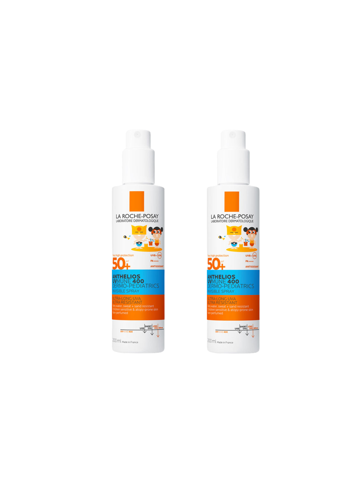 Anthelios pack dermo pediatrics spray invisible SPF50 niños 2x200ml
