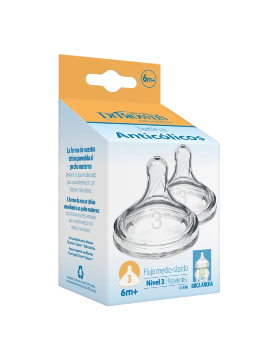 Dr brown´s options+ tetina silicona boca ancha nivel 3 +6m