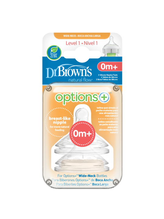 Dr brown´s options+ tetina silicona boca ancha  nivel 1 +0m