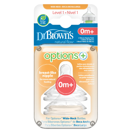Dr brown´s options+ tetina silicona boca ancha  nivel 1 +0m