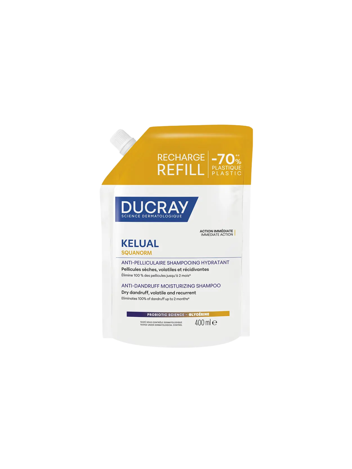 Ducray kelual squanorm champu tratante hidratante caspa seca 400ml formato recarga