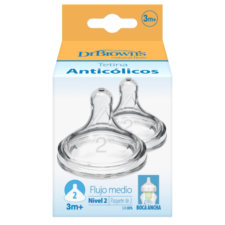 Dr brown´s options+ tetina silicona boca ancha nivel 2  +3m