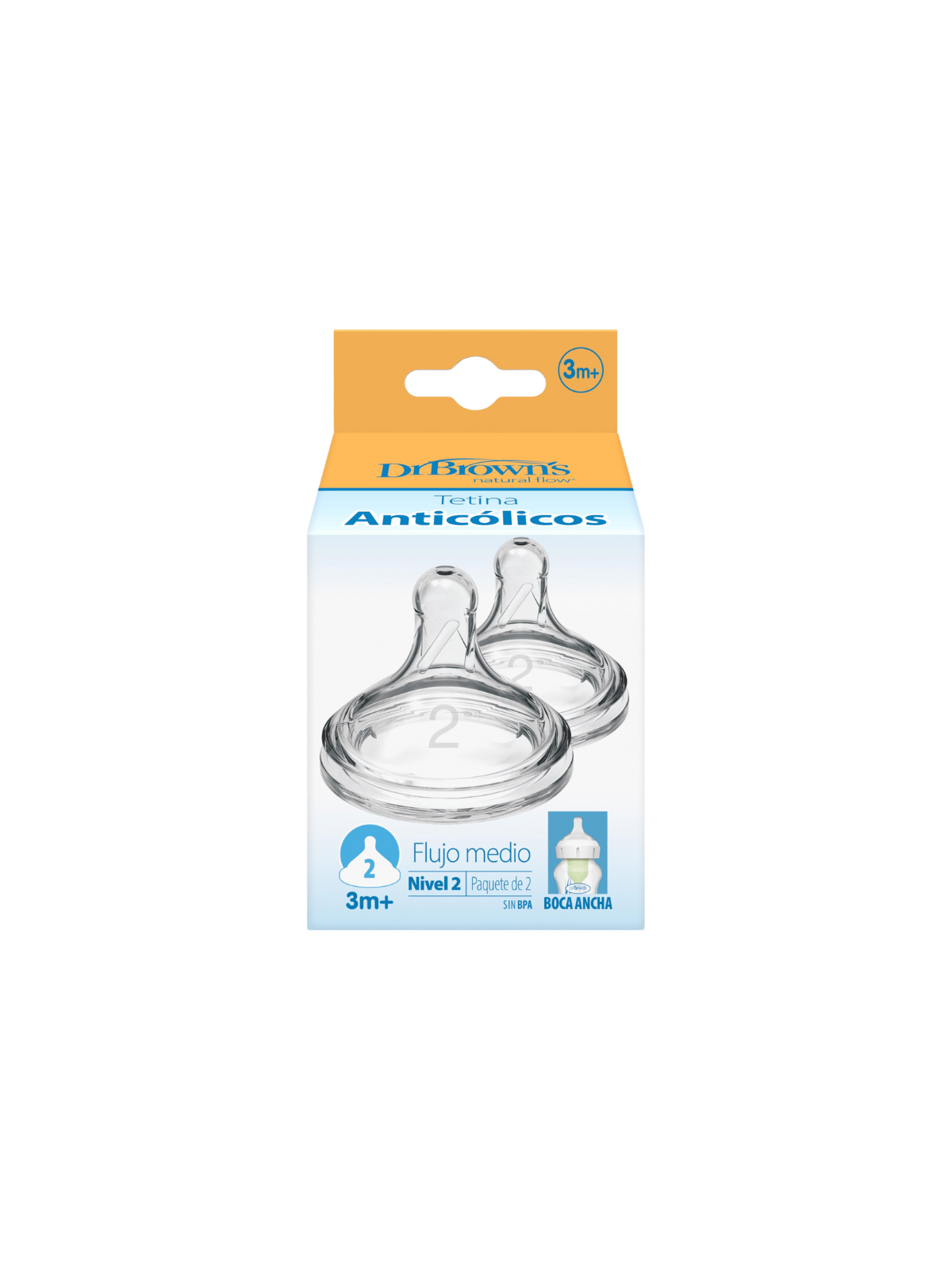 Dr brown´s options+ tetina silicona boca ancha nivel 2  +3m