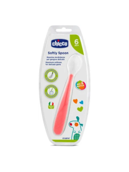 Chicco cuchara blanda silicona +6m roja-naranja