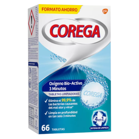 Corega oxigeno bio-activo 3 minutos 66 tabletas