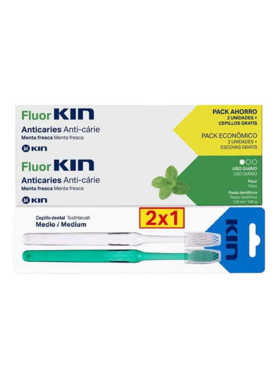 Kin Fluorkin duplo 125 ml + 2x1 cepillo de dientes