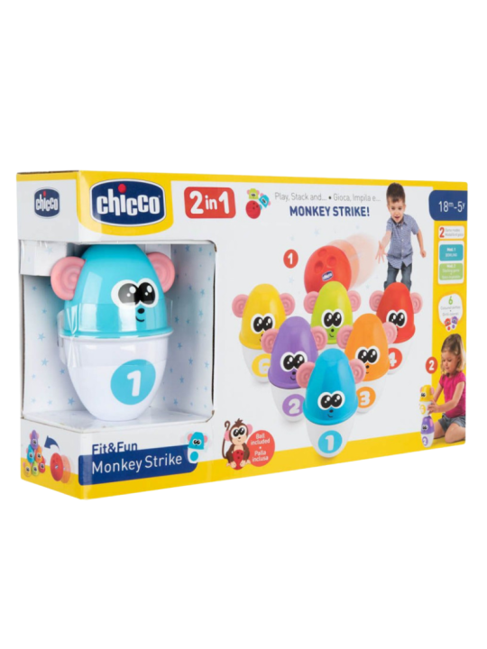 Chicco set de bolos monkey strike