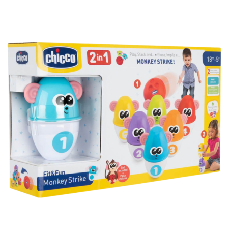 Chicco set de bolos monkey strike