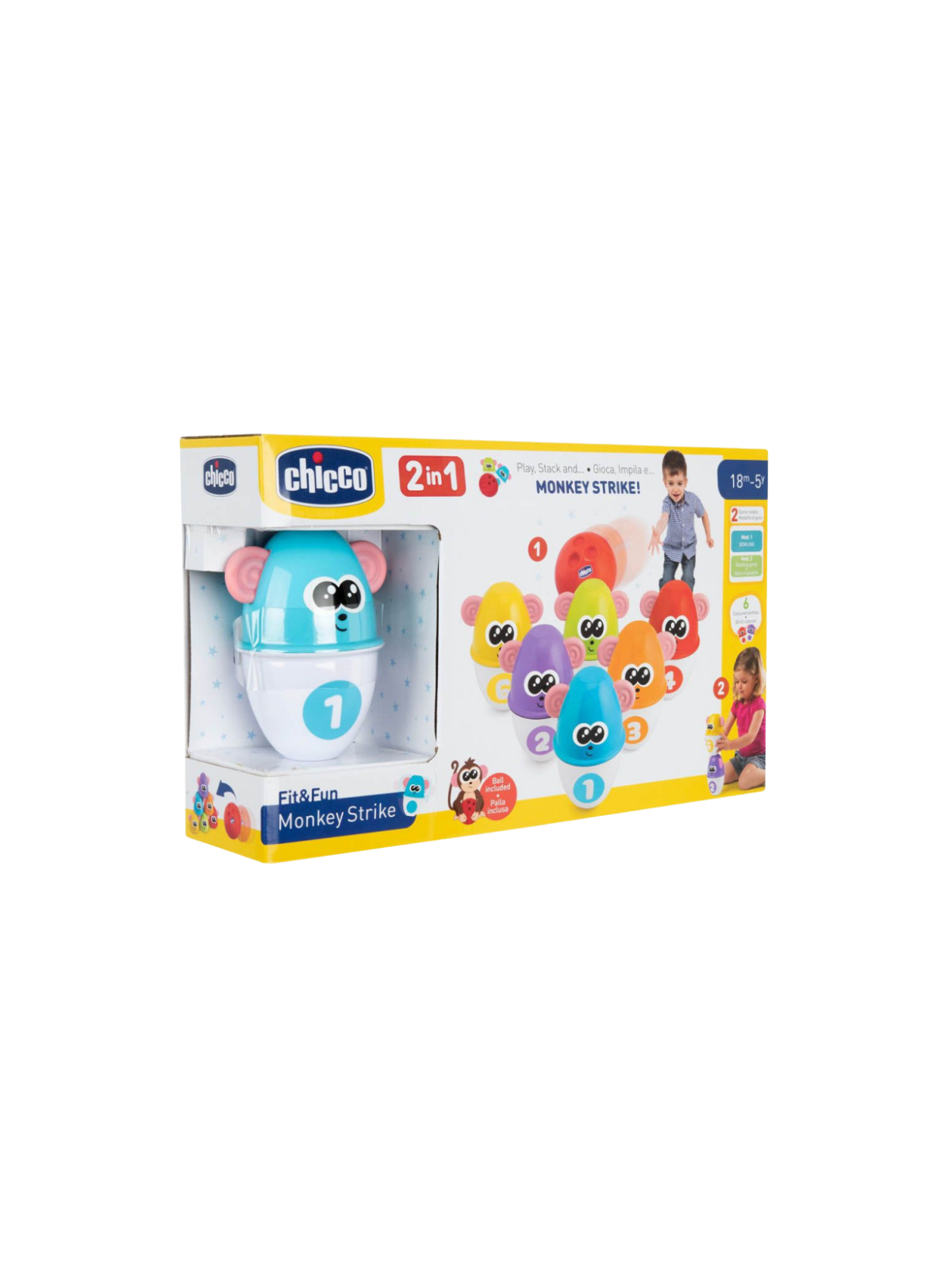 Chicco set de bolos monkey strike