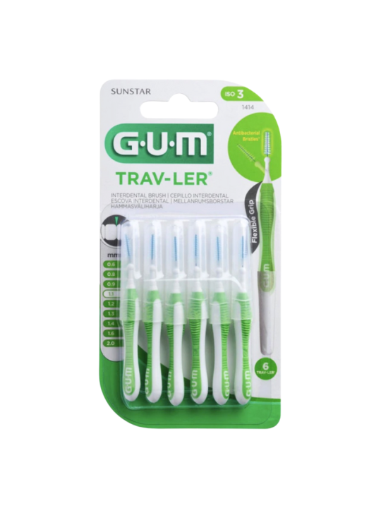 Gum cepillo interdental trav-ler 1414 conico ultrafino 1.1mm 6 unidades