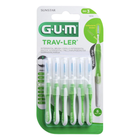 Gum cepillo interdental trav-ler 1414 conico ultrafino 1.1mm 6 unidades