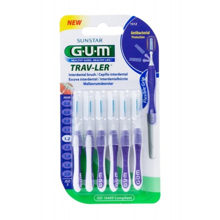 Gum cepillo interdental trav-ler 1512 cilindrico extrafino 1.2mm 6 unidades