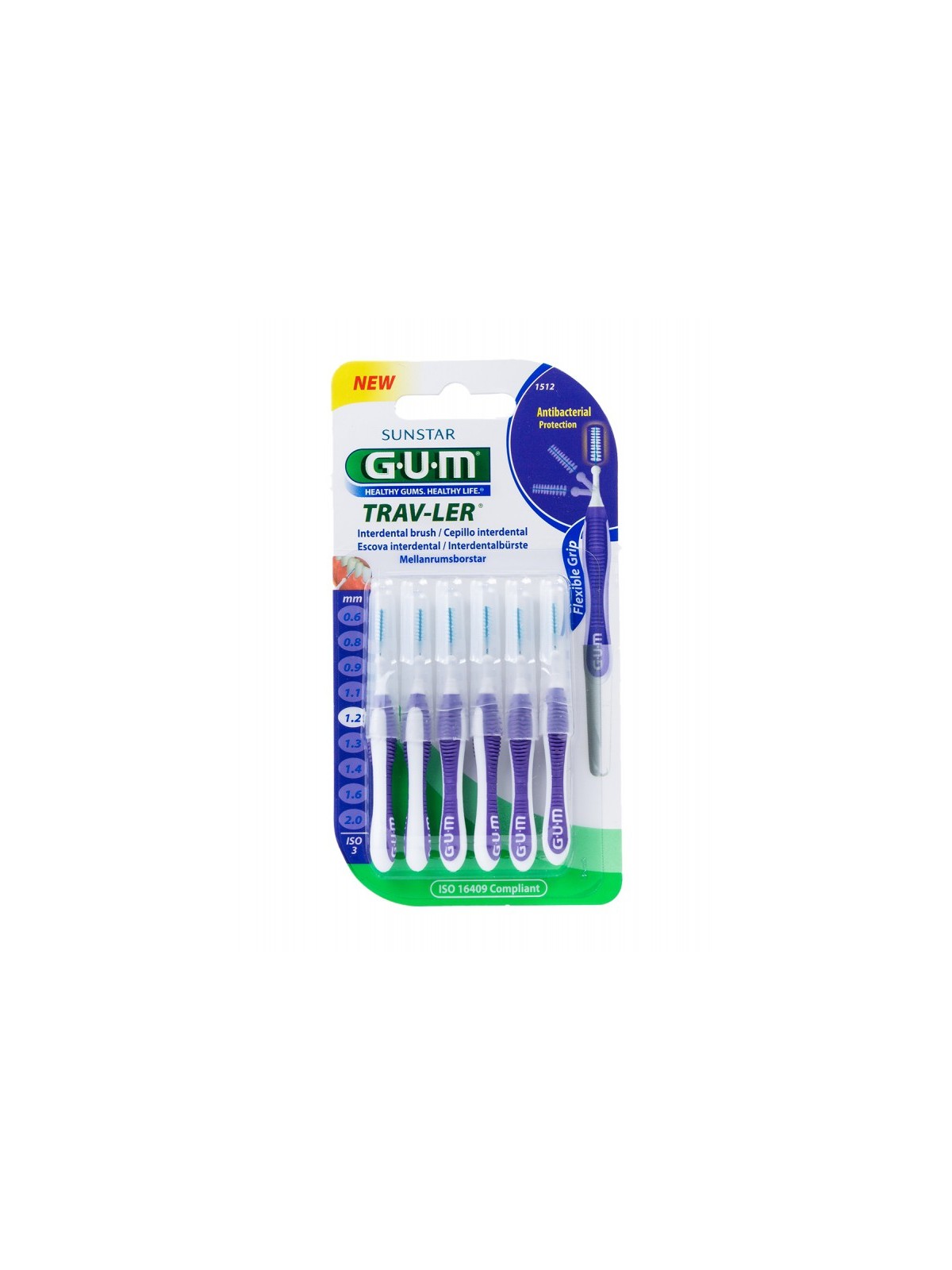 Gum cepillo interdental trav-ler 1512 cilindrico extrafino 1.2mm 6 unidades