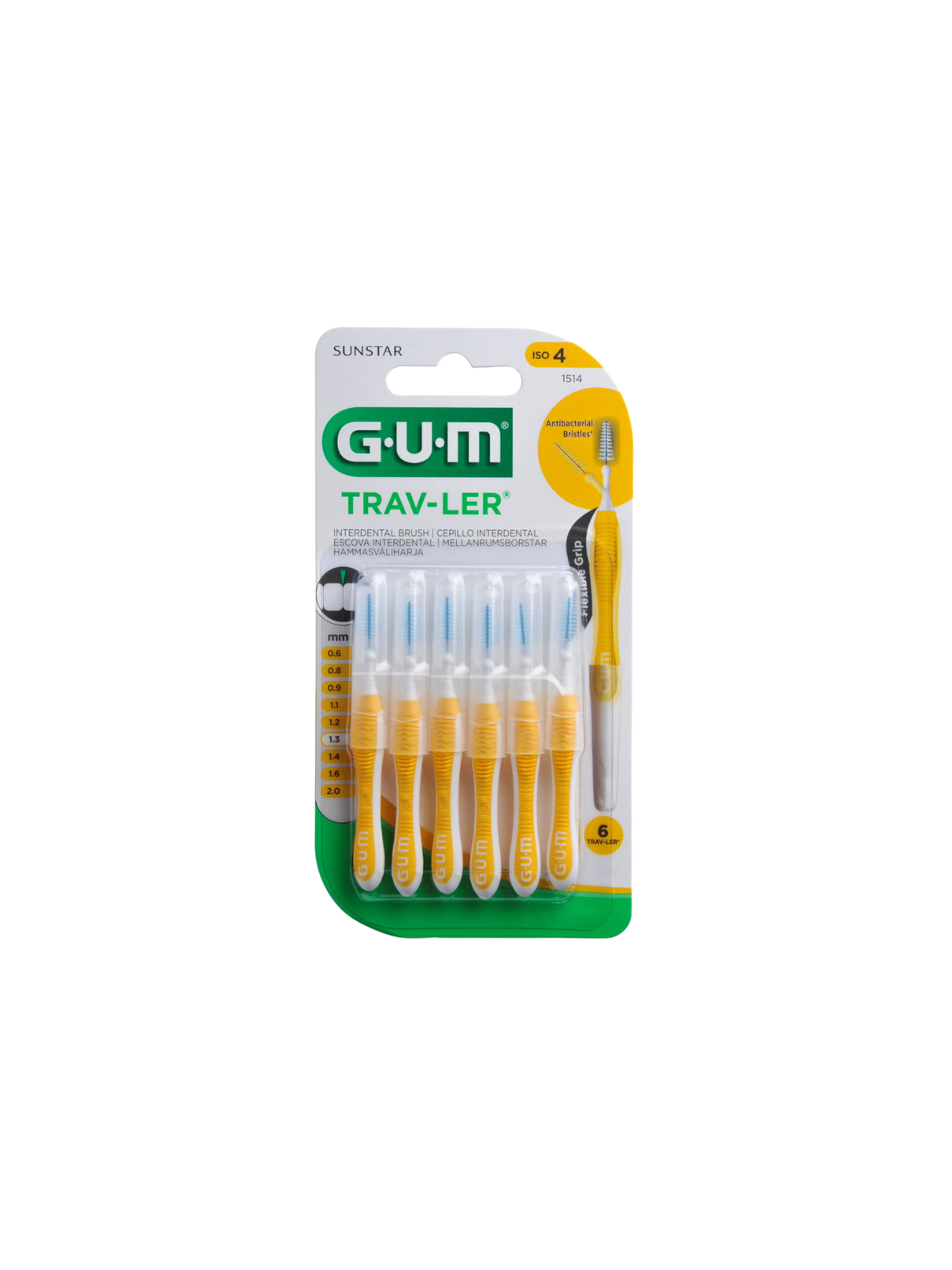 Gum cepillo interdental trav-ler 1514 conico extrafino 1.3mm 6 unidades