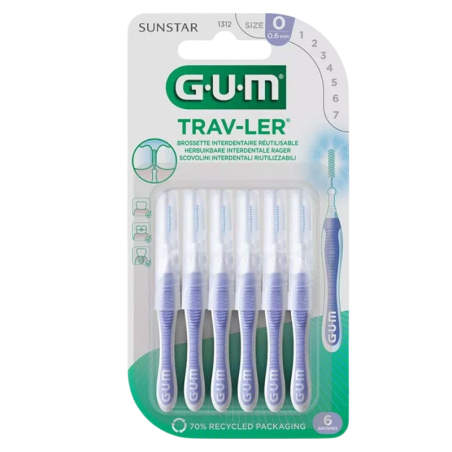 Gum cepillo interdental trav-ler 1312 cilindrico ultrafino 0.6mm 6 unidades
