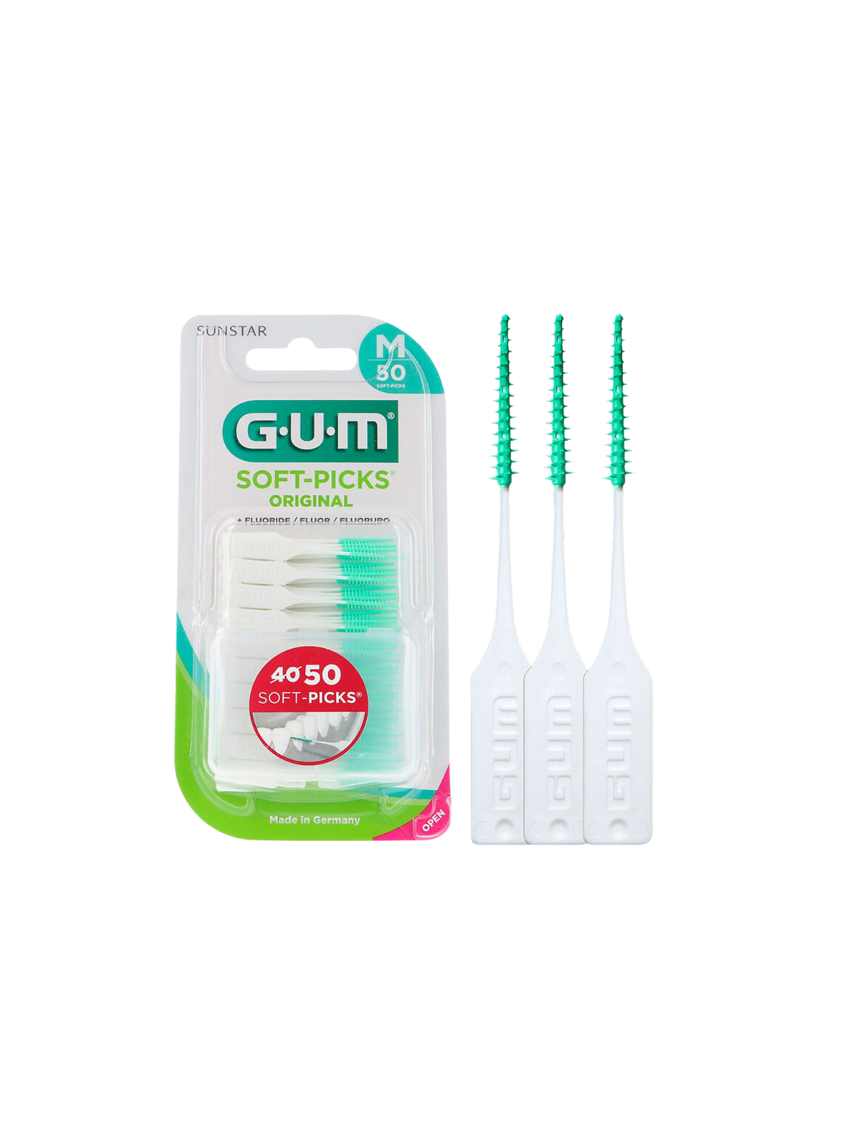 Gum soft picks original 40 filamentos de goma tamaño regular
