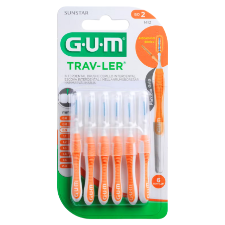 Gum cepillo interdental trav-ler 1412 cilindrico ultrafino 0.9mm 6 unidades