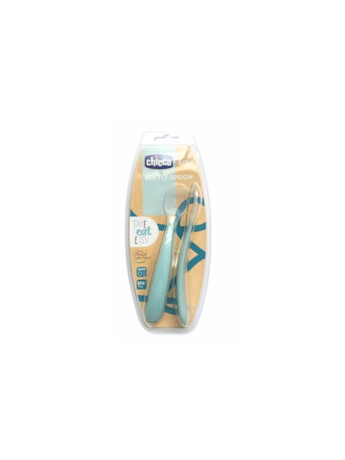 Chicco duplo cucharas silicona azul +6m