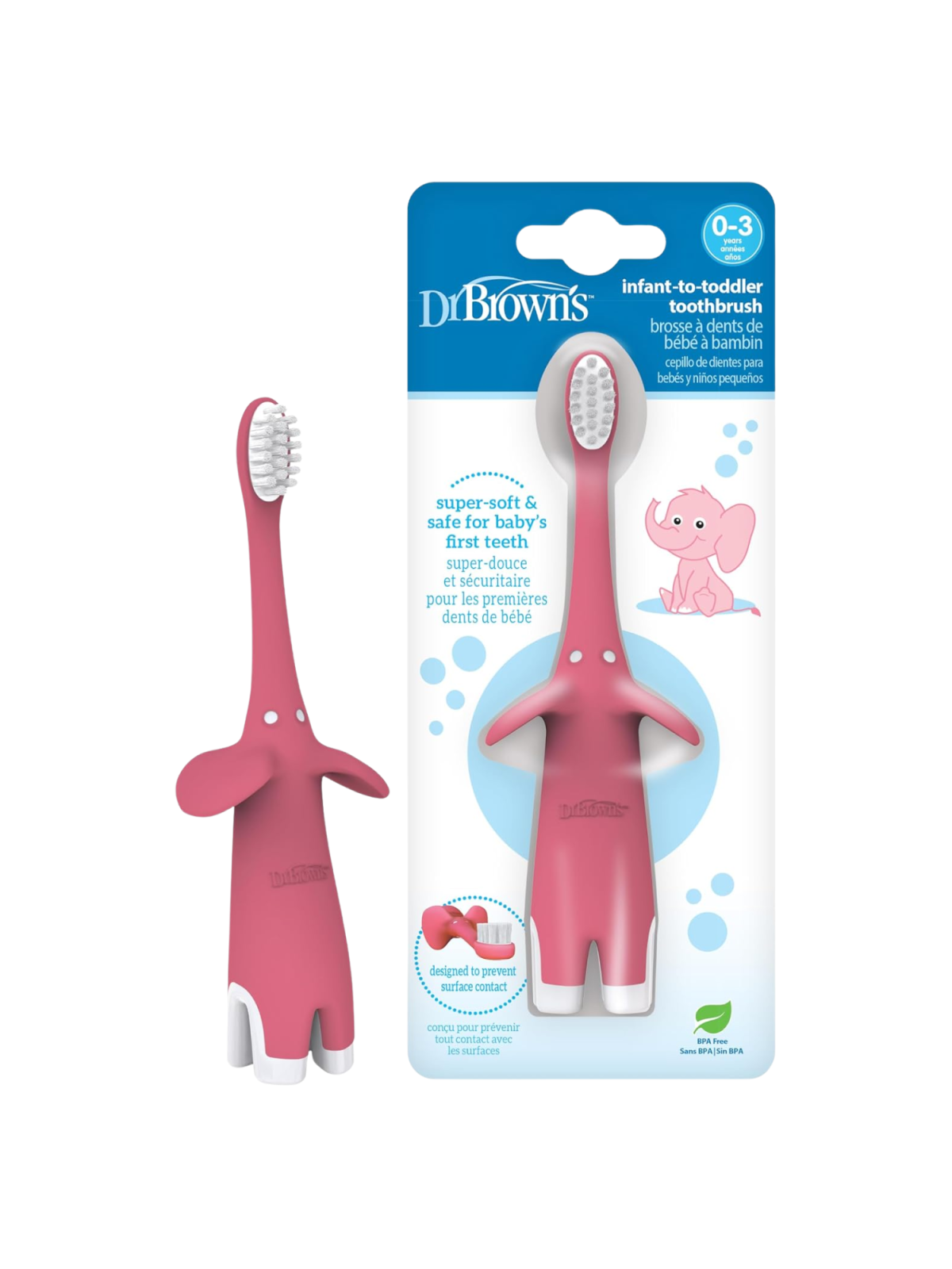 Dr Brown´s cepillo de dientes elefante rosa
