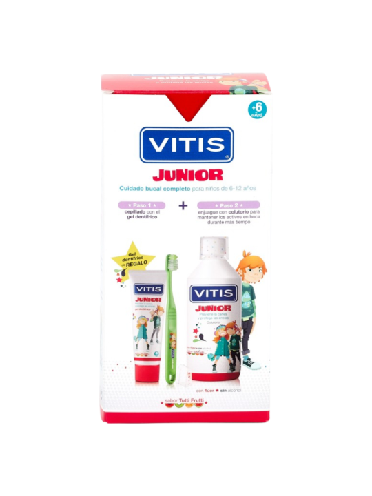 Vitis junior pack promoprocional 1 colutorio 500 ml + 1 gel dentifrico 75 ml + 1 cepillo