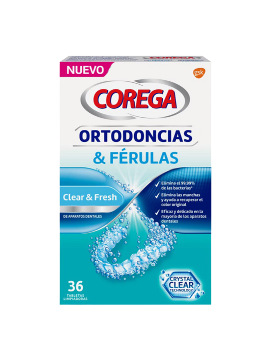 Corega ortodoncias & ferulas 36 tabletas limpiadoras