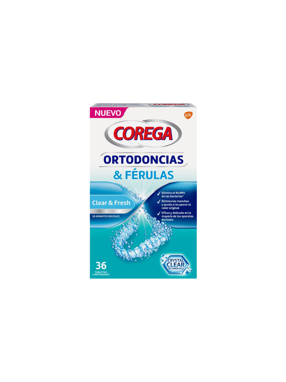 Corega ortodoncias & ferulas 36 tabletas limpiadoras
