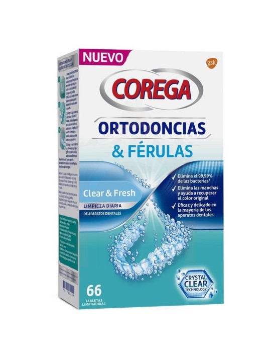 Corega ortodoncias & ferulas 66 tabletas limpiadoras