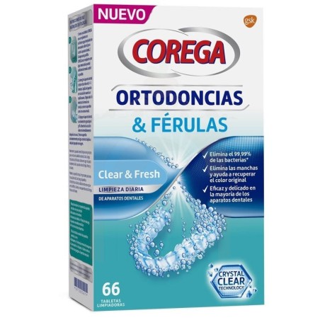 Corega ortodoncias & ferulas 66 tabletas limpiadoras