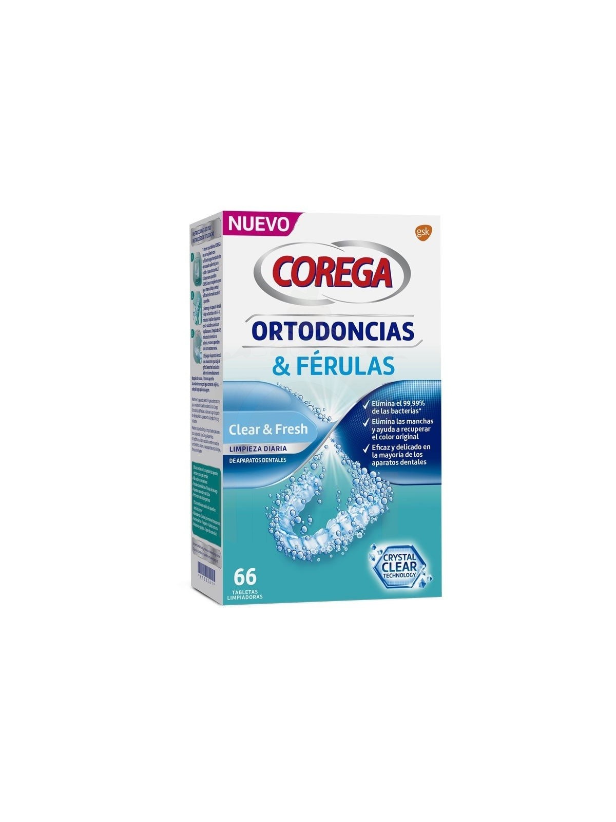 Corega ortodoncias & ferulas 66 tabletas limpiadoras