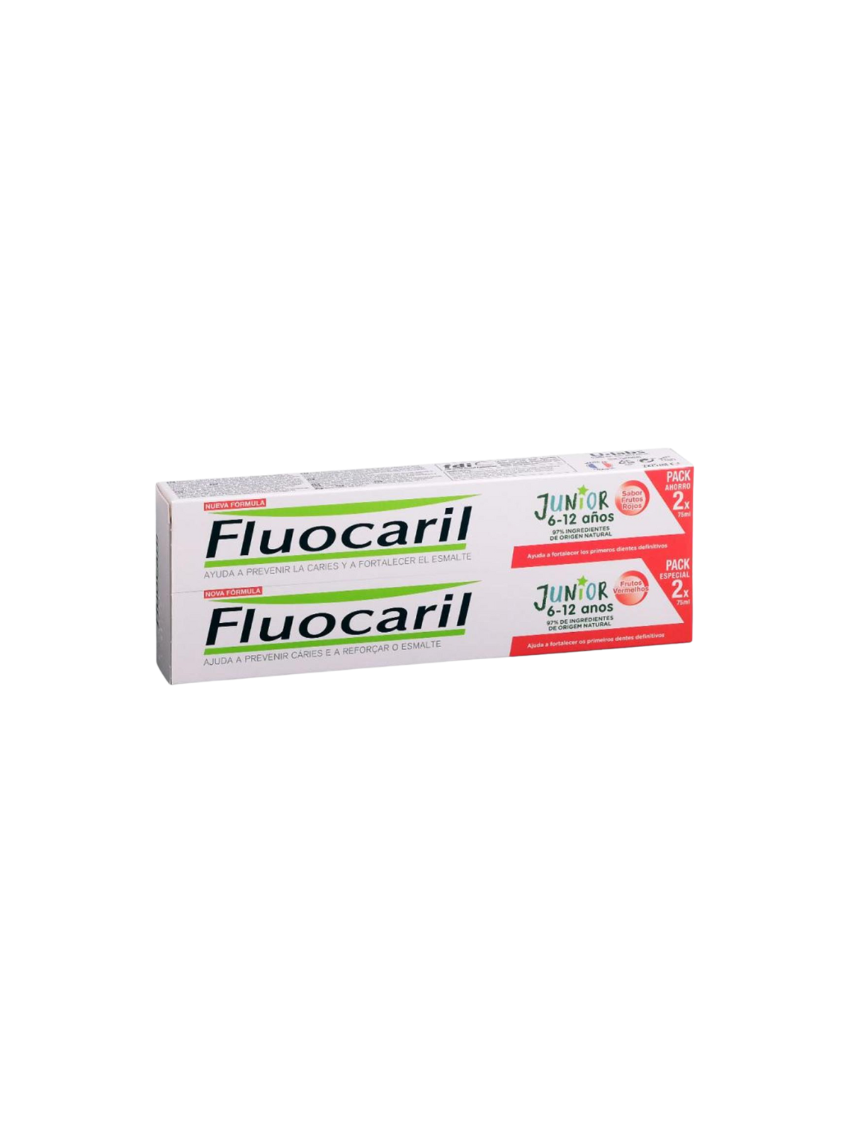 Fluocaril junior pasta frutos rojos duplo 2x75ml