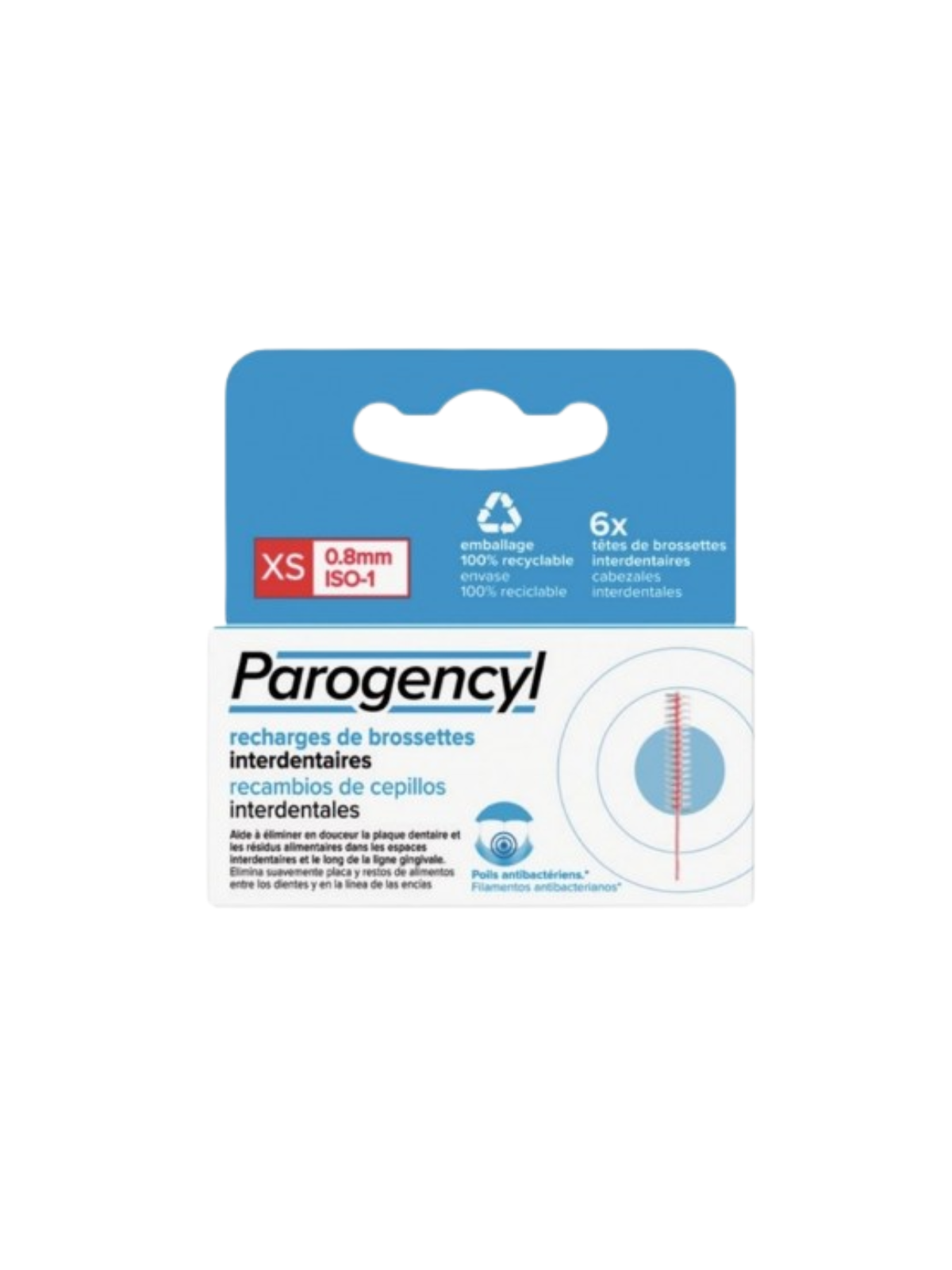 Parogencyl cepillo interdental recambio 6 unidades talla XS