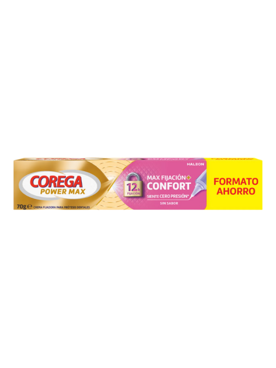 Corega max fijación + confort sin sabor 70 g