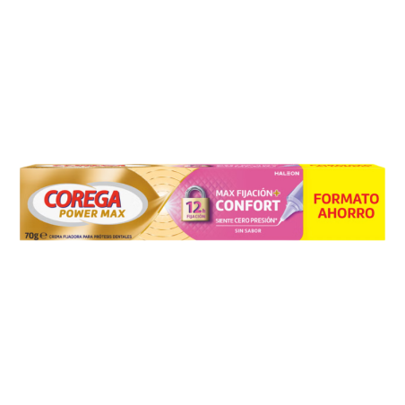 Corega max fijación + confort sin sabor 70 g