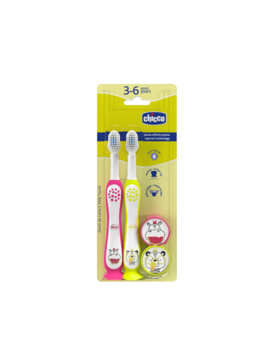 Chicco cepillo dental infantil 3 - 6 años 2 unidades color rosa - amarillo