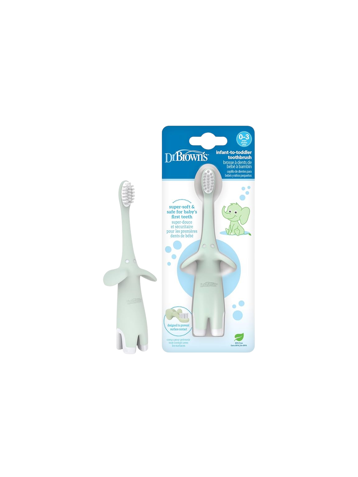 Dr Brown´s cepillo dientes bebé verde elefante