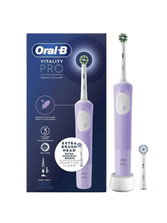 Oral-B cepillo electrico recargable vitality pro + 2 recambios color lila