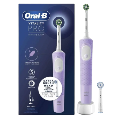 Oral-B cepillo electrico recargable vitality pro + 2 recambios color lila
