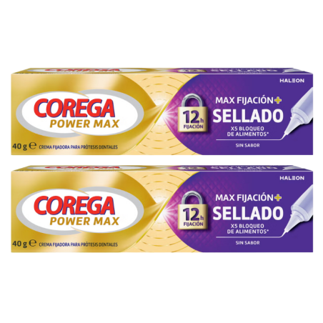Corega Max fijación + sellado adhesivo prótesis dental 2x40g