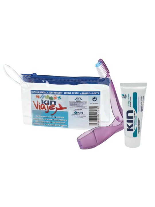 Kin cepillo dental adulto viaje + pasta de dientes + 1 cepillo