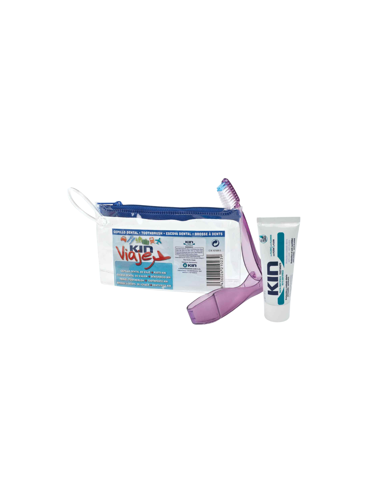 Kin cepillo dental adulto viaje + pasta de dientes + 1 cepillo