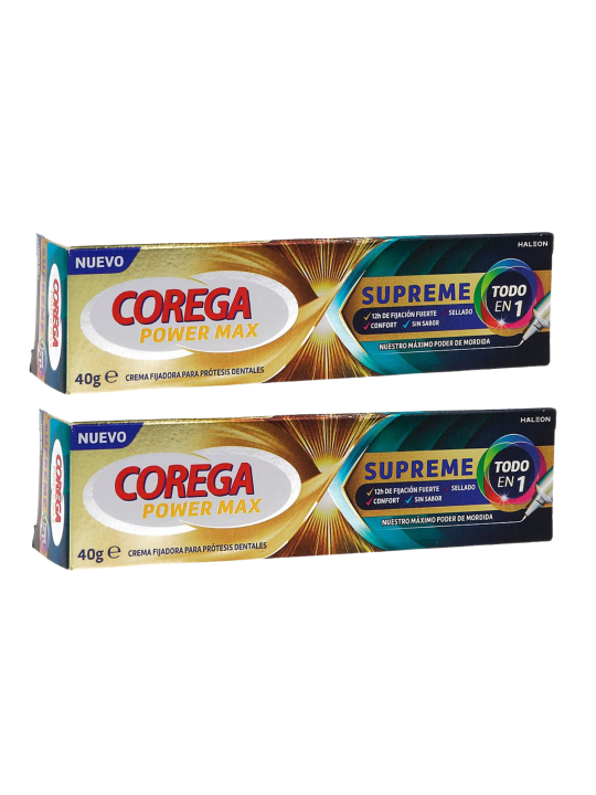 Corega power max supreme todo en uno 2 tubos x 40g