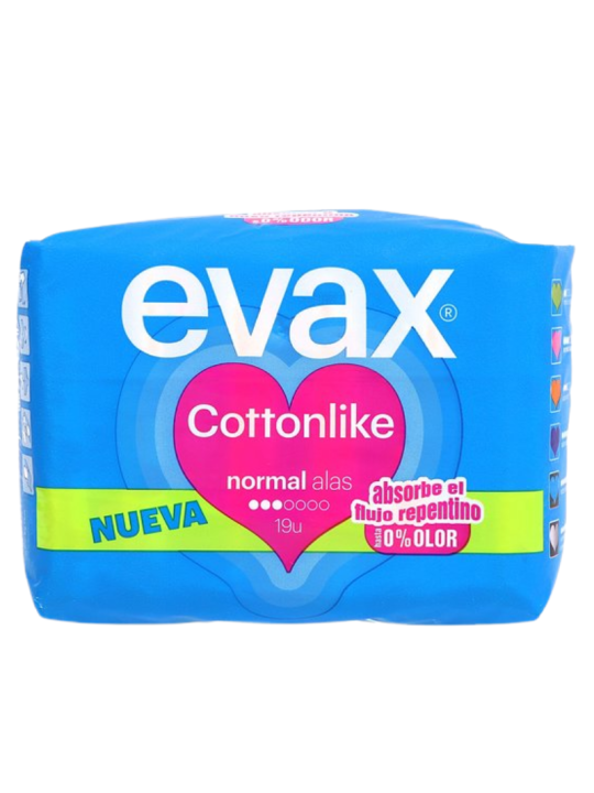 Evax compresas cottonlike normal alas 19uds