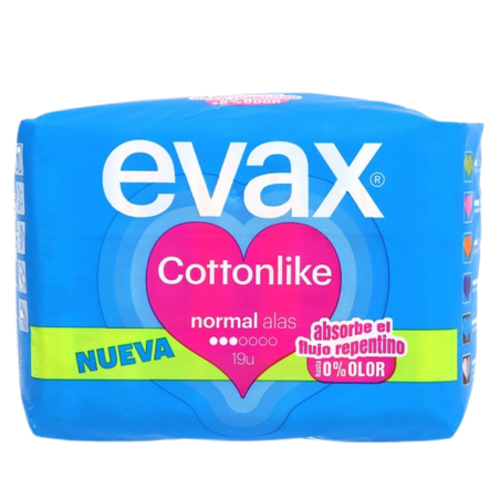 Evax compresas cottonlike normal alas 19uds